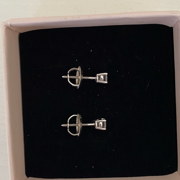 James Allen 18K Solid White Gold 4 Prong Basket Screw Back Diamond Earrings $635 - Picture 3 of 3